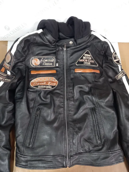 URBAN CLASSICS LEATHER RIDERS JACKET IN BLACK