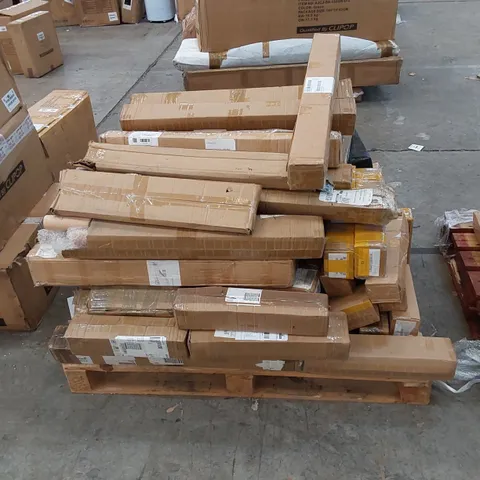 PALLET TO CONTAIN A LARGE QUANTITY OF BOXED CHAIR LEGS. COLOURS AND MODELS VARY