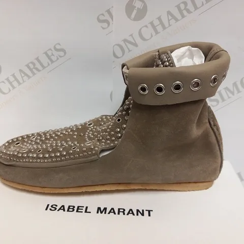 BOXED PAIR OF ISABEL MARANT MORLEY STUDDED SHOES MOLESKIN BROWN SIZE 37