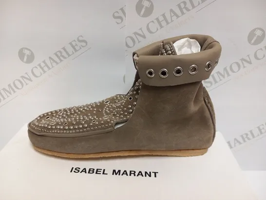 BOXED PAIR OF ISABEL MARANT MORLEY STUDDED SHOES MOLESKIN BROWN SIZE 37