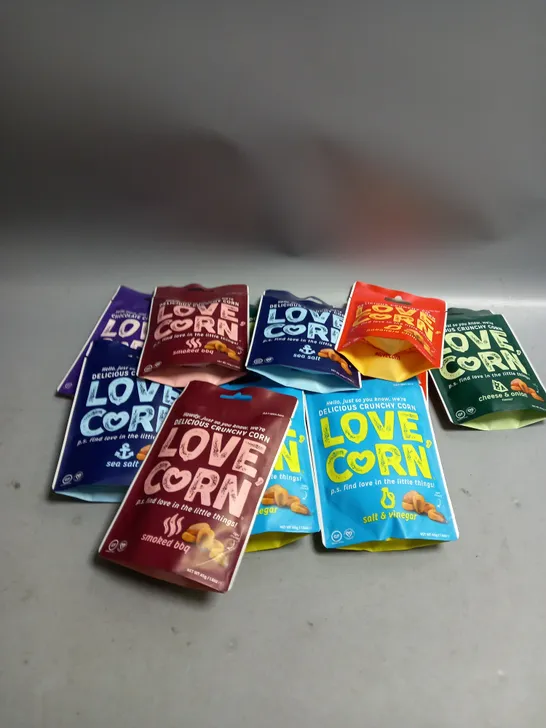 LOT OF 12 X 45G BAGS OF LOVE CORN VARIOUS FLAVOURS