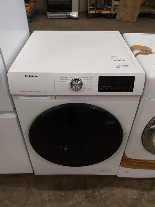 HISENSE FRONT LOAD 12KG WASHING MACHINE IN WHITE, MODEL: WFQA1214EVJM