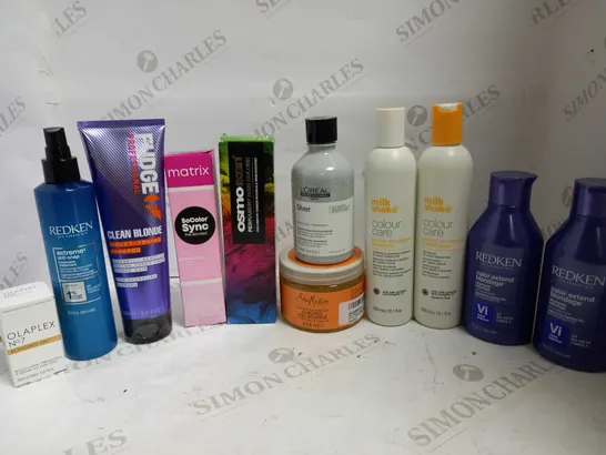 LOT OF 11 HAIR CARE ITEMS, TO INCLUDE OLAPLEX, MILKSHAKE, REDKEN, ETC