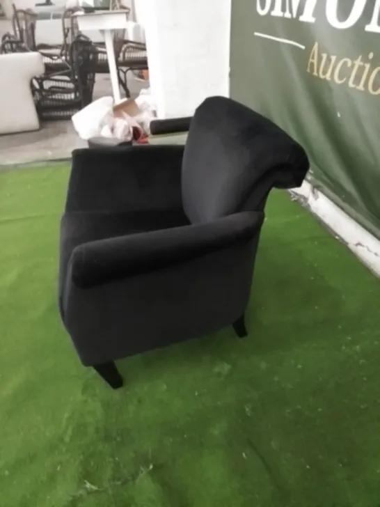 DESIGNER HARMONY BLACK VELVET ARM CHAIR