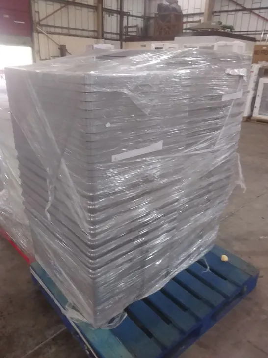 PALLET OF STRONG STACKABLE PLASTIC STORAGE CONTAINERS 