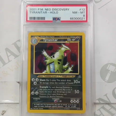 POKÉMON FRAMED AND GRADED TRADING CARD - TYRANITAR HOLO (2001)