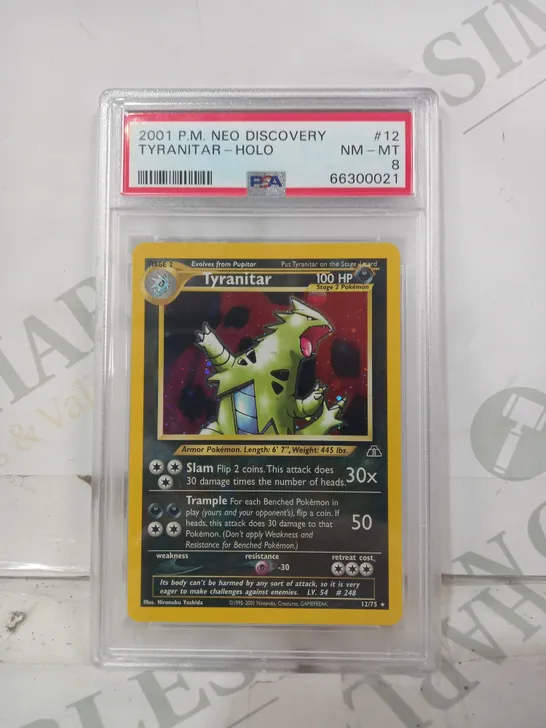 POKÉMON FRAMED AND GRADED TRADING CARD - TYRANITAR HOLO (2001)