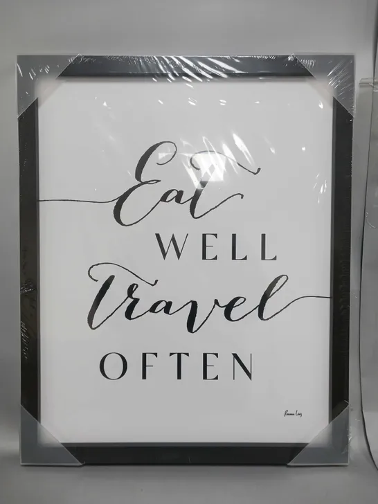 EAT WELL TRAVEL OFTEN FRAMED PRINT