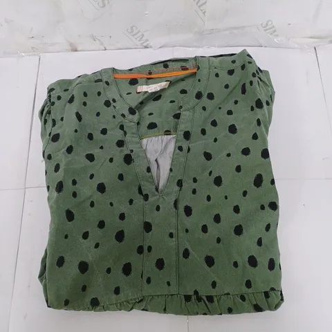 WHITE STUFF LONG TOP WITH SHORT SLEEVES IN GREEN SIZE UK 10 