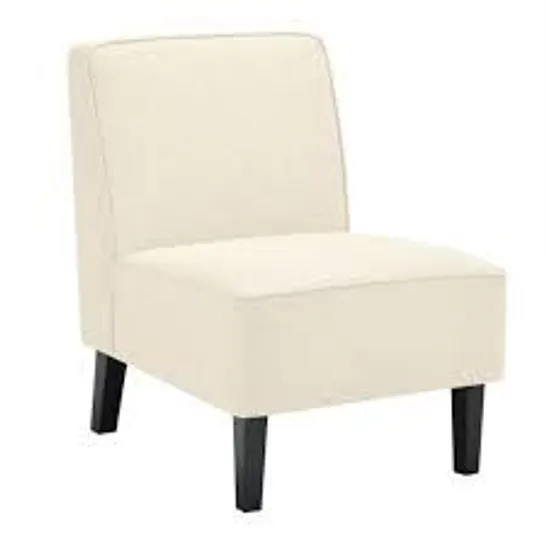 BOXED COSTWAY MODERN ARMLESS ACCENT CHAIR WITH RUBBER WOOD - BEIGE (1 BOX)