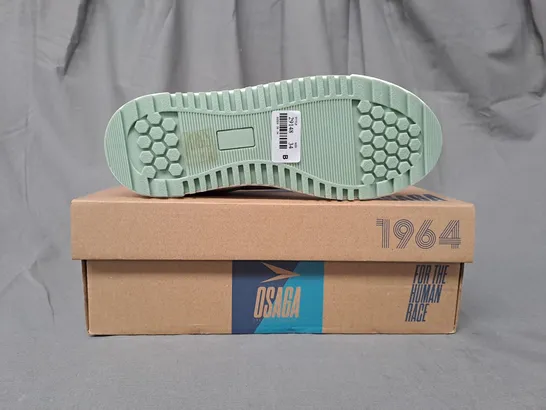 BOXED PAIR OF OSAGA SHOES IN GREY/GREEN EU SIZE 34