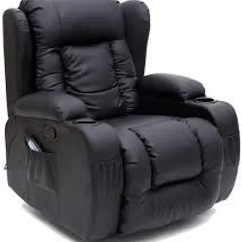 BOXED BLACK FAUX LEATHER SWIVEL RECLINER CHAIR (1 BOX)