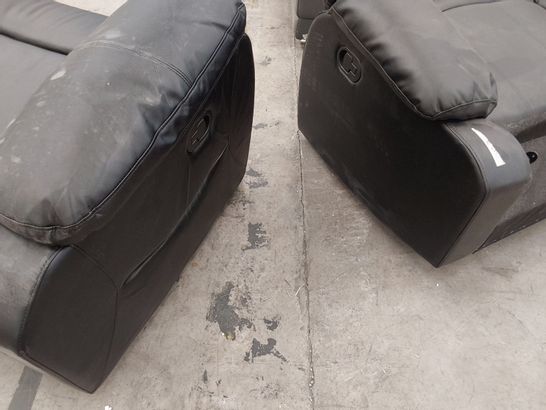 TWO MANUAL RECLINING  TWO SEATER BASE SECTION BLACK LEATHER 
