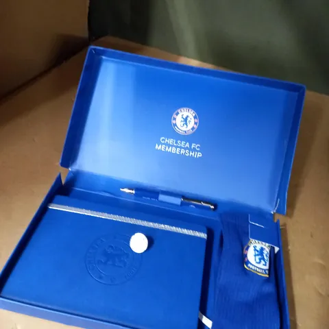 CHELSEA MEMBERSHIP BOX INCLUDING PENS , SOCKS AND A NOTEPAD 