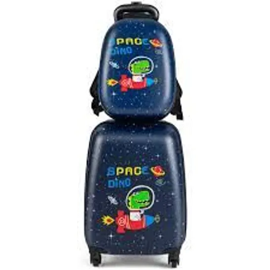 BOXED 2 PIECES KIDS LUGGAGE SET WITH WHEELS AND HEIGHT ADJUSTABLE HANDLE