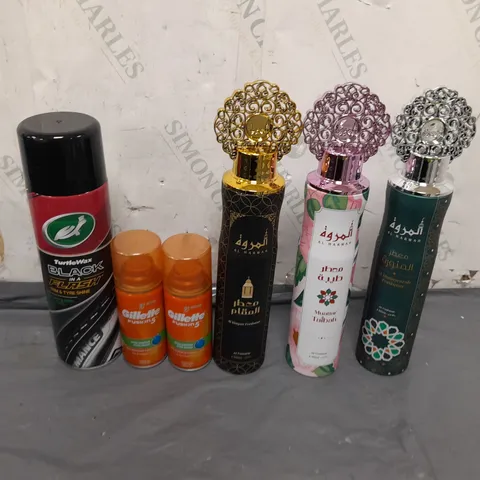 APPROXIMATELY 5 ASSORTED AEROSOL CANS TO INCLUDE GILLETTE, AIR FRESHNERS AND TURTLE WAX - COLLECTION ONLY