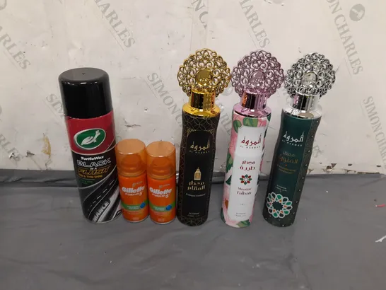 APPROXIMATELY 5 ASSORTED AEROSOL CANS TO INCLUDE GILLETTE, AIR FRESHNERS AND TURTLE WAX - COLLECTION ONLY