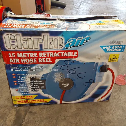 BOXED CLARKE 15 METRE RETRACTABLE AIR HOSE REEL