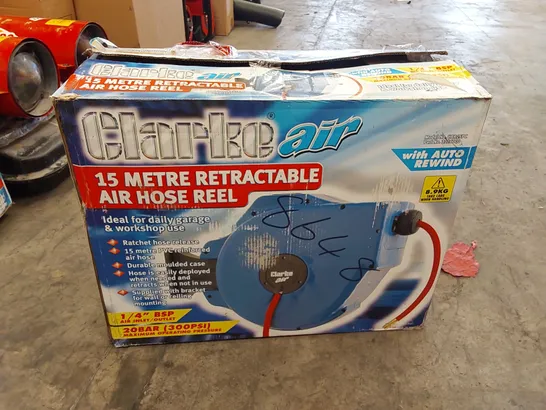 BOXED CLARKE 15 METRE RETRACTABLE AIR HOSE REEL