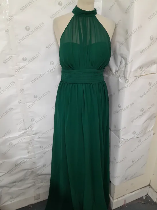 GODDIVA LONDON HALTERNECK MAXI DRESS IN EMERALD GREEN SIZE 8