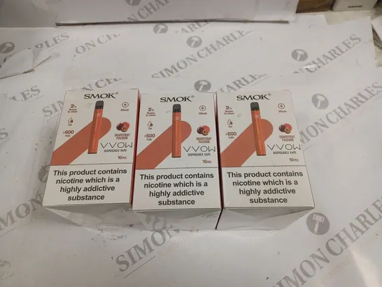 BOX OF 30 SMOK 2% VVOW GRAPEFRUIT PASSION DISPOSABLE VAPES