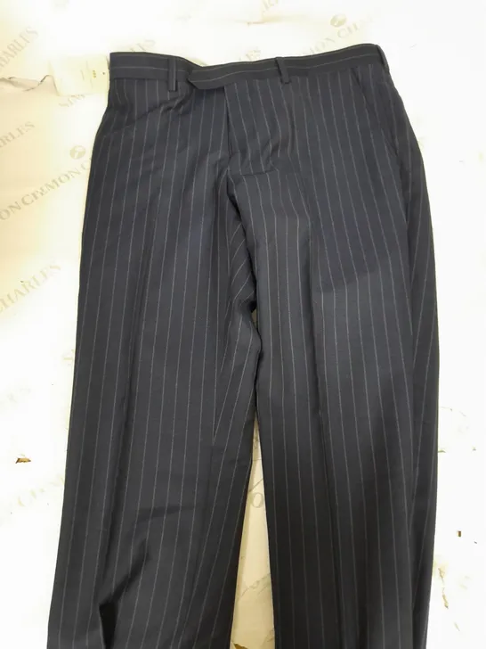 HAWES & CURTIS SARTORIAL NAVY SMART TROUSERS WITH CHALK STRIPE -SIZE 34