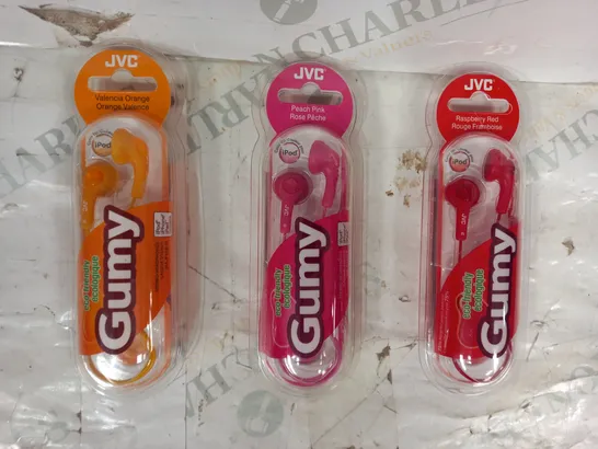 BOX OF APPROXIMATELY 20 ASSORTED JVC GUMY STEREO HEADPHONES IN VARIOUS COLOURS