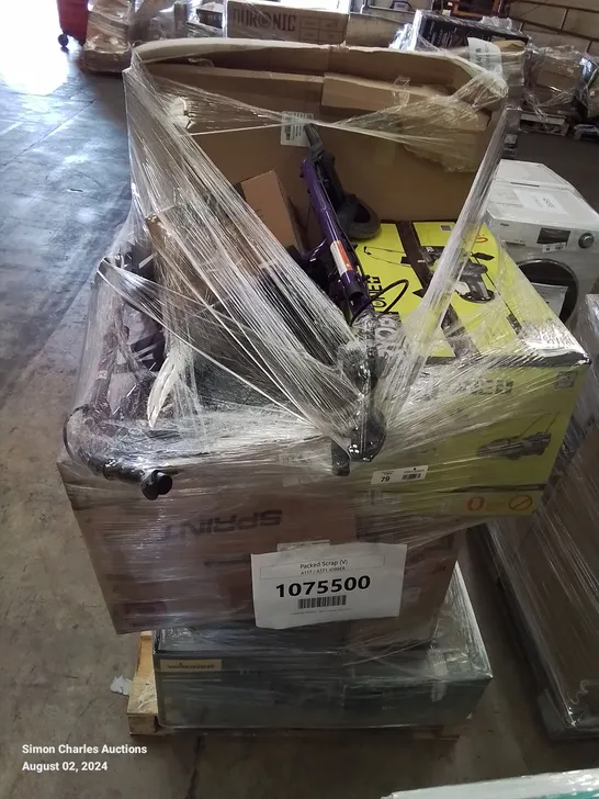 PALLET OF APPROXIMATELY 19 UNPROCESSED RAW RETURN HOUSEHOLD AND ELECTRICAL GOODS TO INCLUDE;