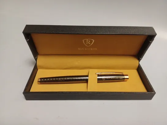 RUCKSTUHL STAINLESS STEEL LUXURY PEN IN GIFT BOX – BLACK & ROSE GOLD COLOUR CASE