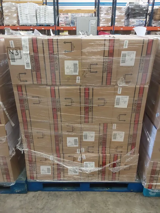 PALLET TO CONTAIN APPROX 48 BOXES OF BRAND NEW UNION JACK BEACH TOWELS - 9 TOWELS PER BOX // SIZE: APPROX 71 X 152cm // COMBINED RRP £2,376.00