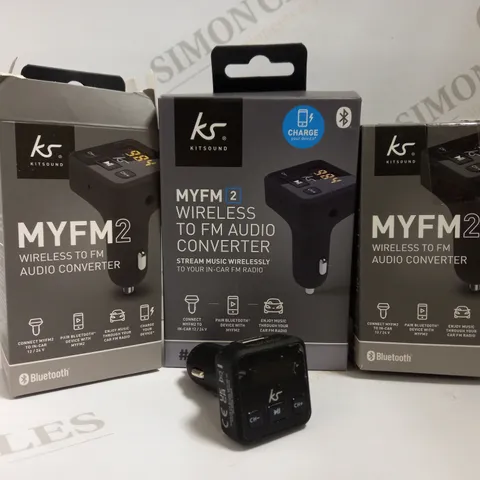 BOX OF APPROX 30 KITSOUNDS MYFM2 WIRELESS TO FM AUDIO CONVERTERS