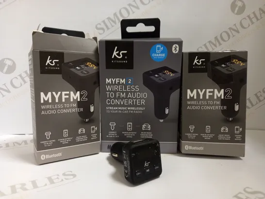 BOX OF APPROX 30 KITSOUNDS MYFM2 WIRELESS TO FM AUDIO CONVERTERS