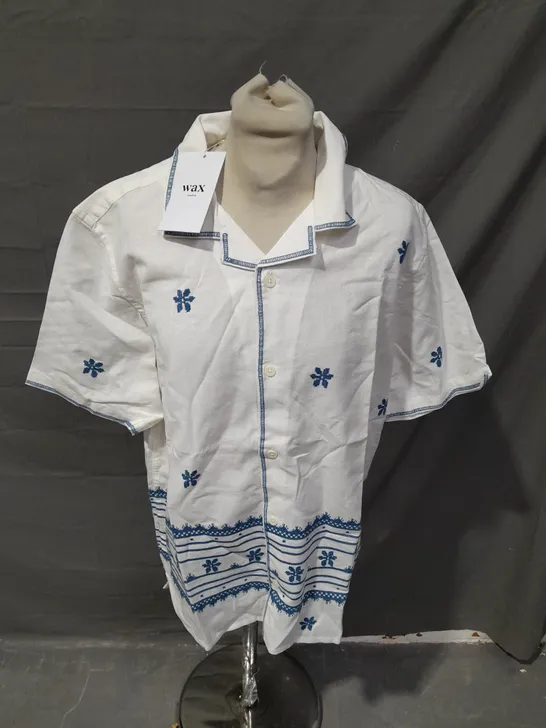 WAX LONDON WHITE & BLUE SHIRT - SMALL