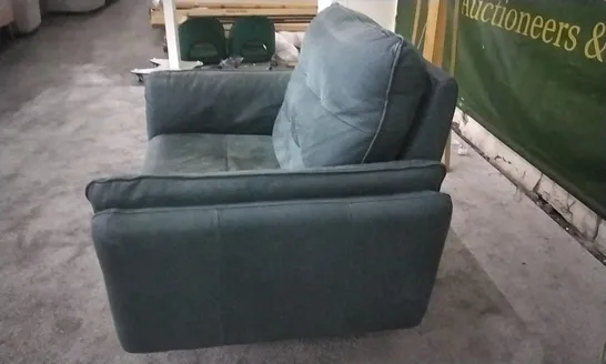 QUALITY ITALIAN DESIGNER BOLZANO FABRIC ELECTRIC RECLINER LOVESEAT - FOREST GREEN LEATHER