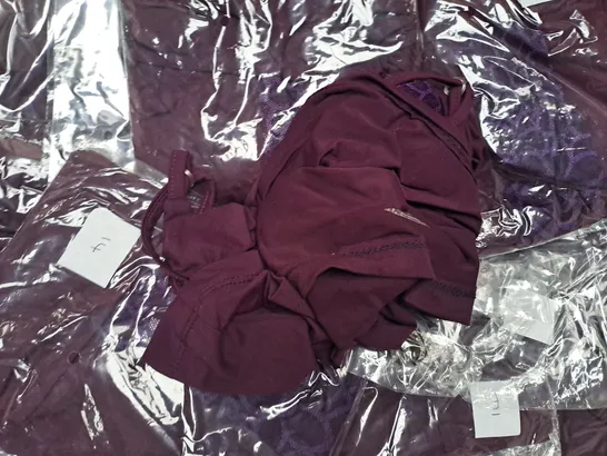 BOX OF APPROXIMATELY 25 ASSORTED WOMEN'S LACY CLOTHING ITEMS IN PURPLE (SIZES VARY) - COLLECTION ONLY