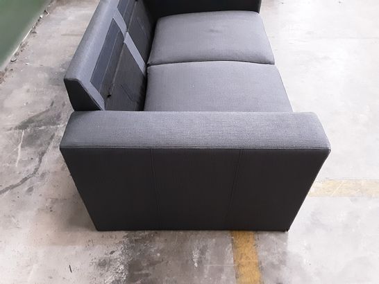 DESIGNER GREY FABRIC 2-SEATER SOFA - MISSING BACK CUSHIONS