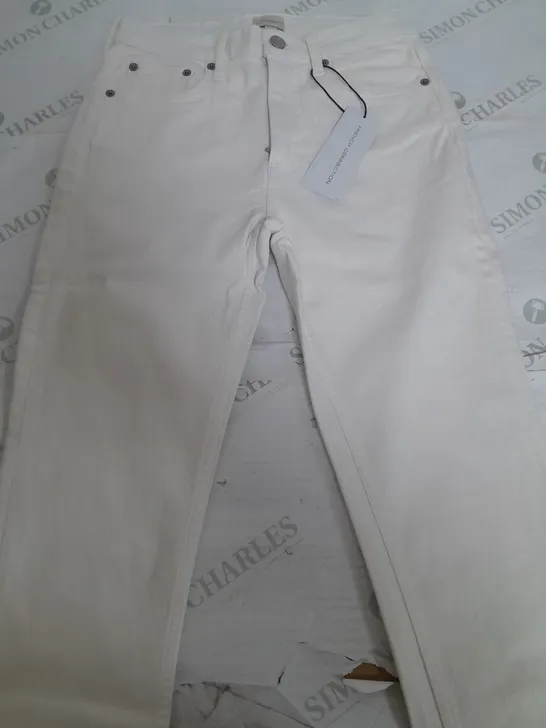 FRENCH CONNECTION REBOUND DENIM SKINNY WHITE TROUSERS - UK 8