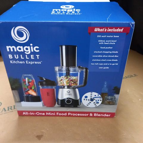 BOXED MAGIC BULLET ALL-IN-ONE MINI FOOD PROCESSOR AND BLENDER