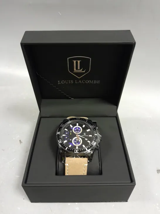 LOUIS LACOMBE MULTIFUNCTION CHRONOGRAPH WATCH LEATHER STRAP