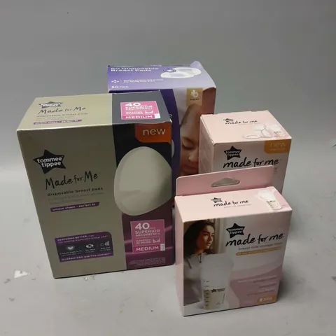 4 BOXED HEALTH AND BEAUTY PRODUCTS (MATERNITY) TO INCLUDE TOMMEE TIPPEE SILICONE BREAST PUMP, LANSINOH DISPOSIBLE BREAST PADS, ETC.