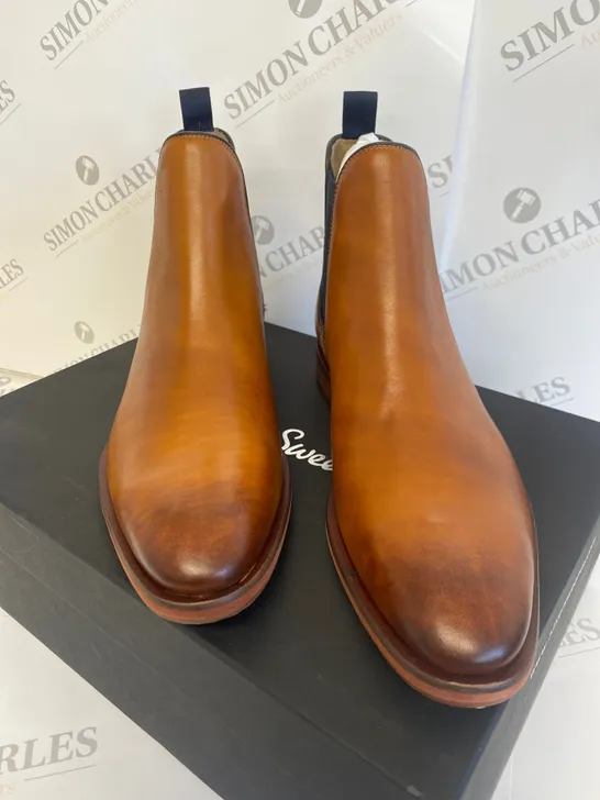 BOXED PAIR OF OLIVER SWEENEY BLAKE STITCHED BROWN SHOES SIZE 7