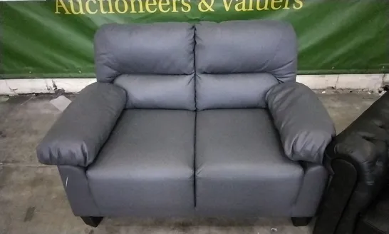 DESIGNER GREY LEATHER 2 SEATER SOFA