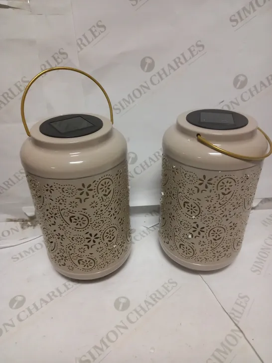 GARDEN REFLECTIONS SET OF 2 PATTERNED SOLAR LANTERNS