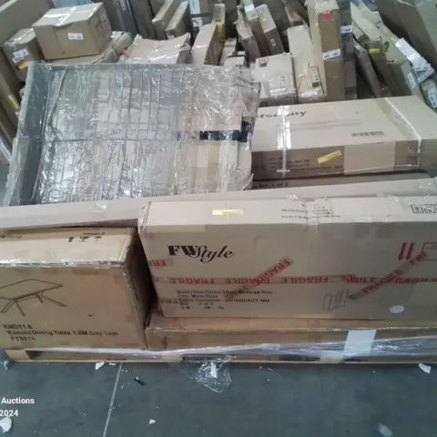 PALLET CONTAINING VARIOUS BOXED FURNITURE PARTS AND OTHER HOUSEHOLD ITEMS ETC.