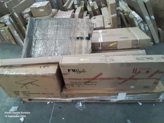 PALLET CONTAINING VARIOUS BOXED FURNITURE PARTS AND OTHER HOUSEHOLD ITEMS ETC.