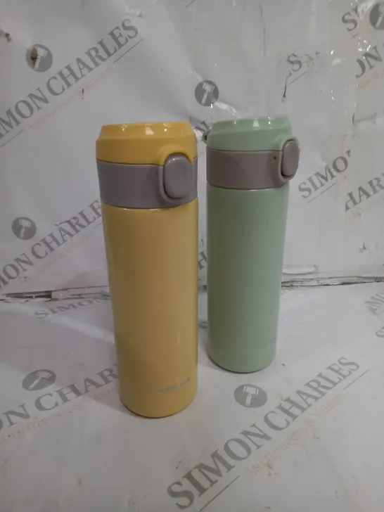 LOCK & LOCK SET OF 2 STAINLESS INSULATED DAILY POP PASTEL WATER BOTTLES
