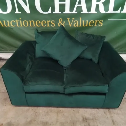 KNEELAND 2-SEATER SOFT FABRIC SOFA IN EMERALD GREEN WITH CUSHIONS