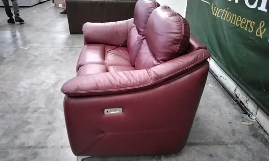 QUALITY BRITISH DESIGNER G PLAN MANUFACTURED JACKSON 2 SEATER ELECTRIC RECLINER DBL SOFA - CAPRI CLARET LEATHER