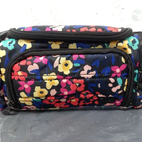 LUG COSMETIC MINI TROLLEY BAG IN BLACK W. FLORAL DESIGN