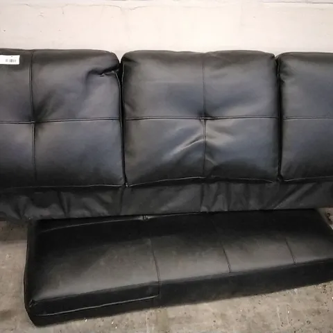 THREE SEATER SOFA BACK & CHAISE SEAT CUSHION BLACK FAUX LEATHER 